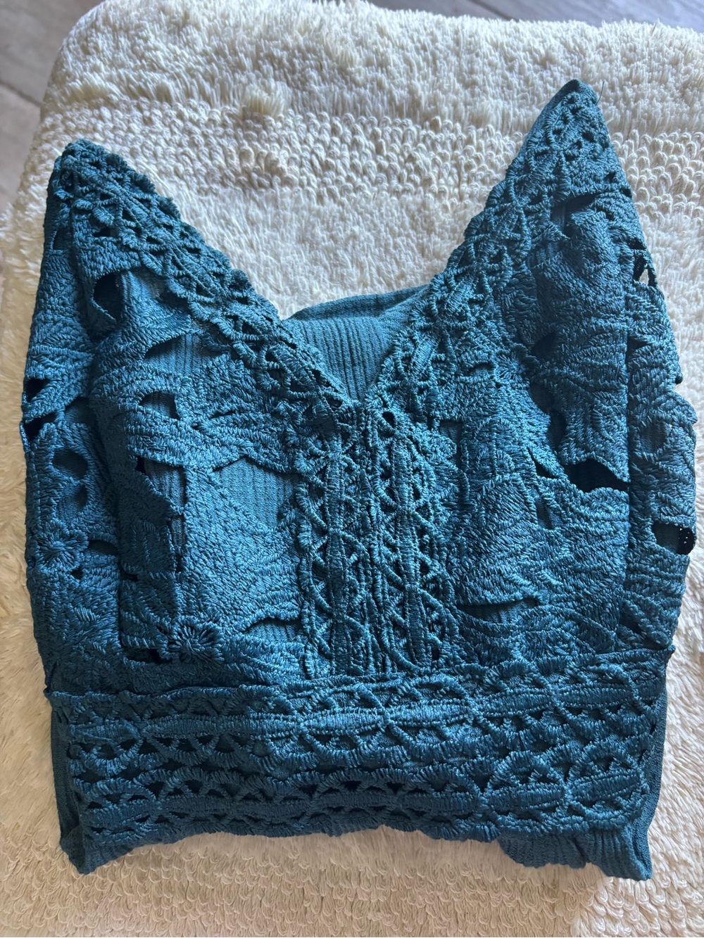 Shyanne Dark Teal Green Crochet Lace Camisole XS